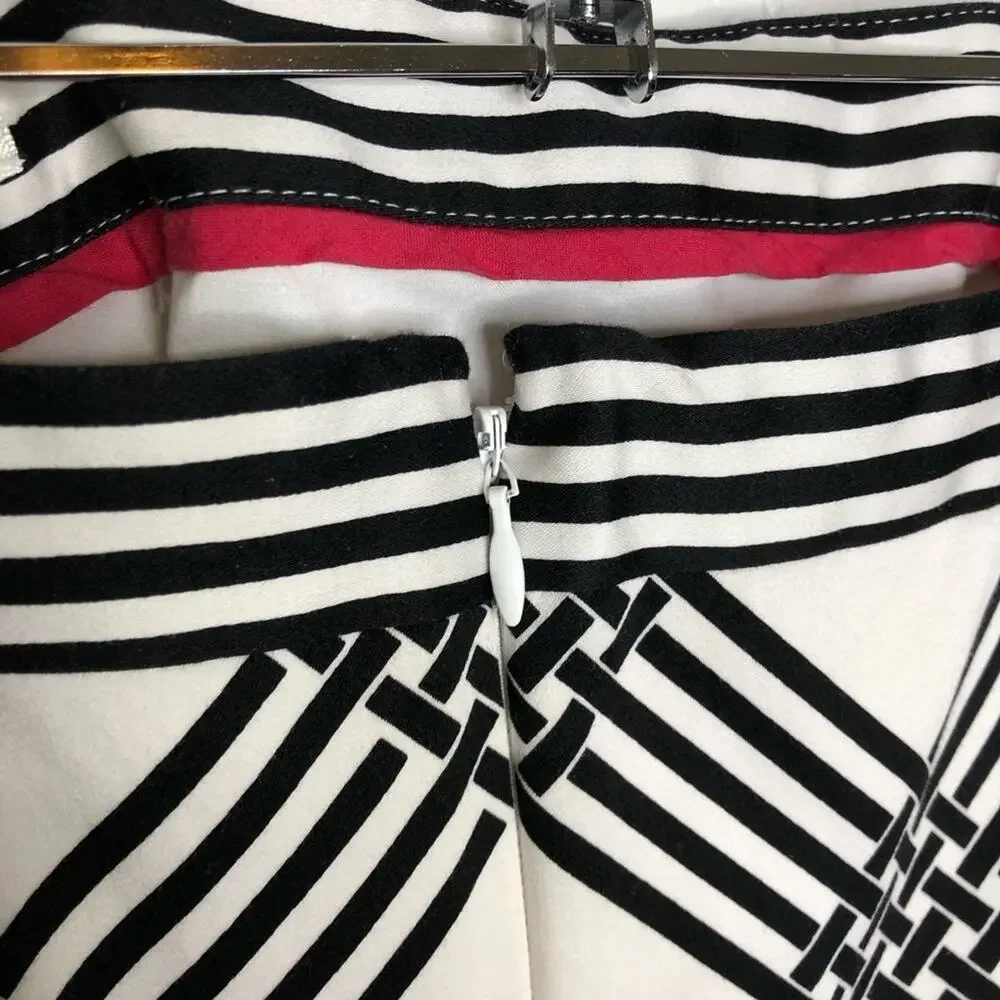 WHBM white black striped strapless pleated dress size 00